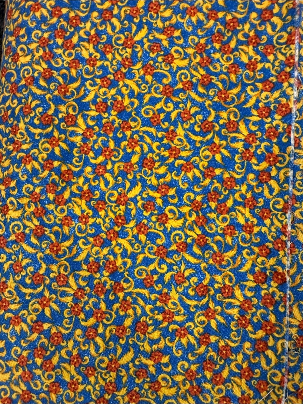 Gold rust blue Scroll Vine Quilting Cotton Fabric 1 Yard x 44 Tonal Blender fabr